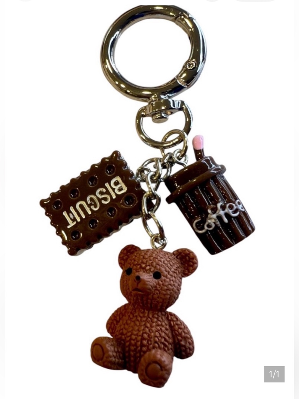 Teddy Bear & Biscuit Keychain
Brown Charm with Coffee Cup
NIP